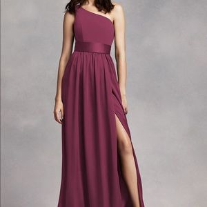 White by Vera Wang one shoulder bridesmaid dress